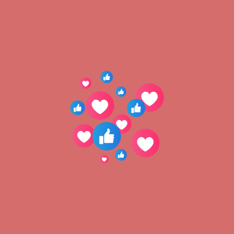 Social media like and love buttons